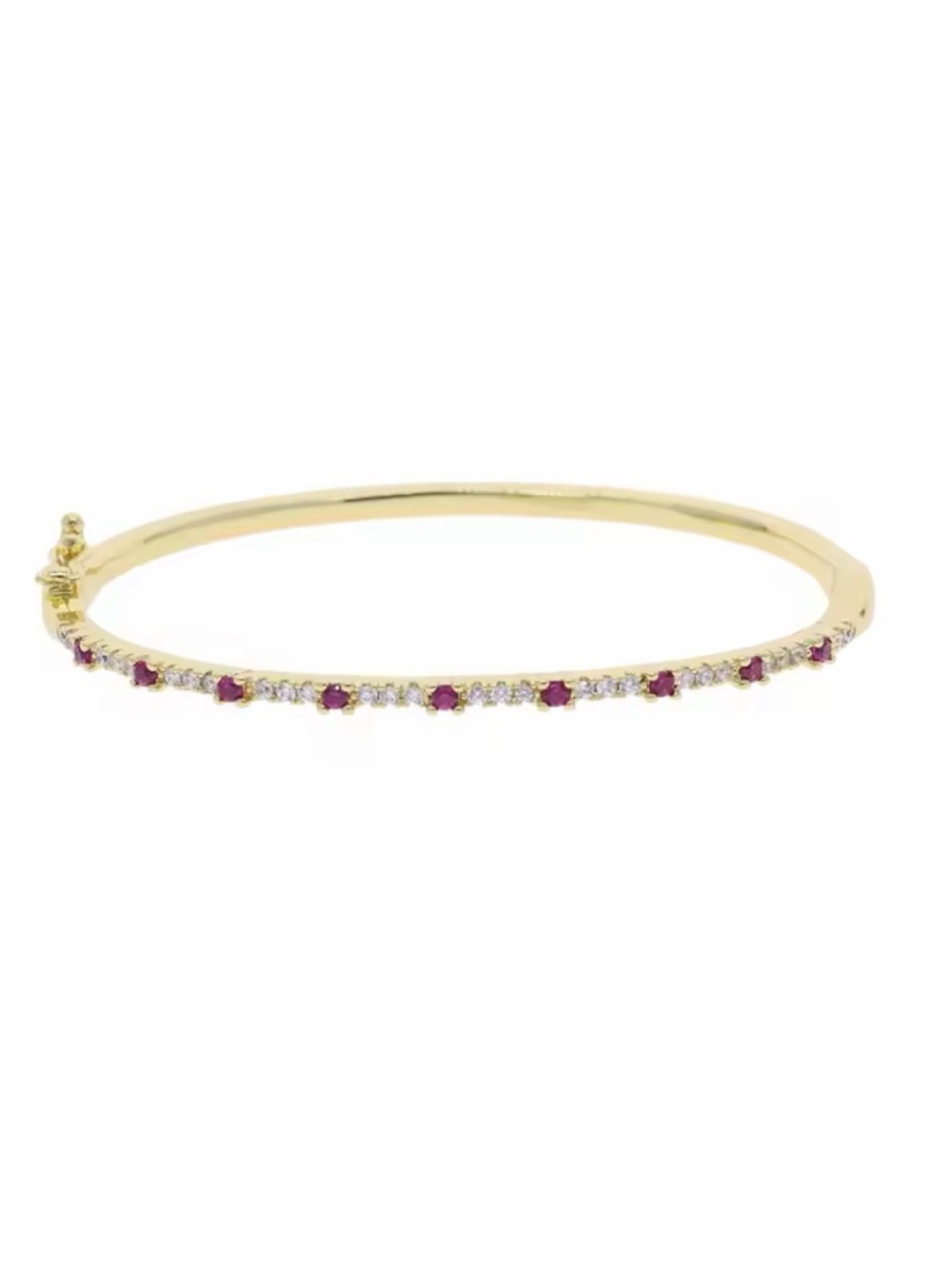 Macy's Gold Bangle Bracelet with Pink and Clear Stones